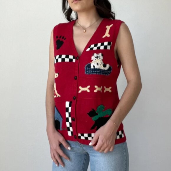 Vintage Graphic Dog Sweater Vest by Capacity – Size Large - Picture 1 of 13